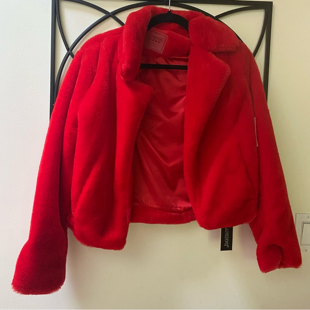 Blank NYC Red Faux Fur Jacket